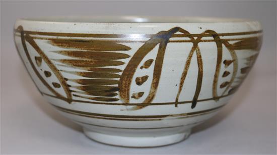 A Winchcombe Pottery bowl attributed to Michael Cardew, dia. 9.75in(-)